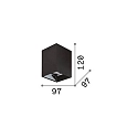 Ideal Lux surface downlight NITRO D10 SQUARE square, rigid, with lens optics, on/off IP20, black matt 