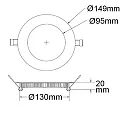 ISOLED LED downlight, IP42, ultra flat, round, Ø 14.5cm, dimmable, 9W 3000K 650lm 120°, silver