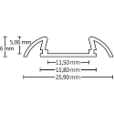 ISOLED LED surface mount profile SURF11, with round flush bended wings, anodized aluminium, 200cm