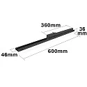 ISOLED 3-phase linear luminaire 60cm, suitable for offices, fixed optics, 20W 4000K 2400lm 110°, black