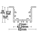 ISOLED Recessed LED mount profile LINE1, anodized aluminium, 200cm