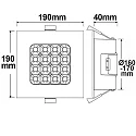ISOLED LED downlight PRISM, UGR<19, suitable for offices, IP54, angular, 19 x 19cm, fixed optics, dimmable, 18W 3000K 1950lm 90°