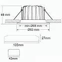 Inbouwarmatuur dimbaar IP65, helder, zwart, zilvergrijs dimbaar 10W 800lm 3000K 60° 60° CRI >95