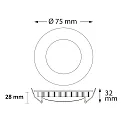 ISOLED Recessed LED luminaire LUNA MiniAMP, indirect lightbeam, Ø 7.5cm, 24V DC, dimmable, aluminium, white, 4W 2700K 175lm 120°