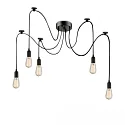 pendant luminaire SPIDER 1 5 flames, round, without shade E27 IP20, black dimmable