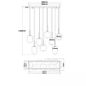 ISOLED Pendelarmatuur SMOKY GLASS 8-vlams E27 IP20, zwart dimbaar