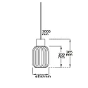 ISOLED pendant luminaire INFINITY WHITE GLASS SMALL ribbed, with open cable, 2-pole E27 IP20, black dimmable