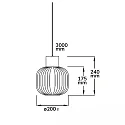 ISOLED pendant luminaire INFINITY WHITE GLASS ROUND ribbed, with open cable, 2-pole E27 IP20, black dimmable