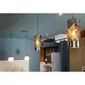 ISOLED Pendelarmatuur INFINITY SMOKY CURLED GLASS cilindrisch, met open kabel, 2-polig E27 IP20, zwart dimbaar