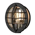 Wall luminaire ODEN, with integrated power plug, E27 max. 60W, clear acrylic glass / black aluminium