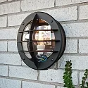 Wandarmatuur voor buitenshuis ODEN met stopcontact E27 IP23, opaal, zwart