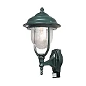 Outdoor wall luminaire PARMA with motion detector, E27 max. 75W, green, aluminium / clear acrylic glass