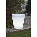 LED beleuchteter Pflanzentopf ASSISI, IP44, 12V, 2.4W 3000K 30lm, with 600cm cable, white plastic, Ø 37cm / H 40cm