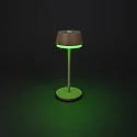 Konstsmide battery table lamp LYON with USB connection, CCT Switch, RGB, with touch dimmer IP54, sand coloured dimmable