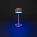 Konstsmide battery table lamp LYON with USB connection, CCT Switch, RGB, with touch dimmer IP54, sand coloured dimmable