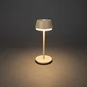 Konstsmide battery table lamp LYON with USB connection, CCT Switch, RGB, with touch dimmer IP54, sand coloured dimmable