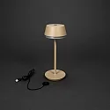 Konstsmide battery table lamp LYON with USB connection, CCT Switch, RGB, with touch dimmer IP54, sand coloured dimmable