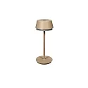 Konstsmide battery table lamp LYON with USB connection, CCT Switch, RGB, with touch dimmer IP54, sand coloured dimmable