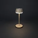 Konstsmide battery table lamp LYON with USB connection, CCT Switch, RGB, with touch dimmer IP54, sand coloured dimmable