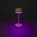 Konstsmide battery table lamp LYON with USB connection, CCT Switch, RGB, with touch dimmer IP54, sand coloured dimmable