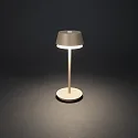 Konstsmide battery table lamp LYON with USB connection, CCT Switch, RGB, with touch dimmer IP54, sand coloured dimmable