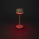 Konstsmide battery table lamp LYON with USB connection, CCT Switch, RGB, with touch dimmer IP54, sand coloured dimmable