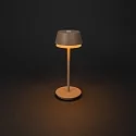 Konstsmide battery table lamp LYON with USB connection, CCT Switch, RGB, with touch dimmer IP54, sand coloured dimmable
