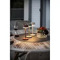 Konstsmide battery table lamp LYON with USB connection, CCT Switch, RGB, with touch dimmer IP54, sand coloured dimmable