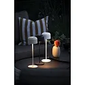 Konstsmide battery table lamp LILLE with USB connection, with touch dimmer IP54, sand coloured dimmable