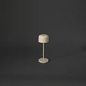 Konstsmide battery table lamp LILLE MINI with USB connection, with touch dimmer IP54, sand coloured dimmable