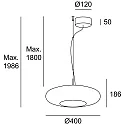 LEDS C4 Pendelarmatuur PLAT RECESSED (DALI-2) met lampenkap, CCT Switch, instelbaar, met diffuser IP20, zwart dimbaar