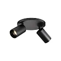 Plafondarmatuur SPOTON CIRCLE 2 2-vlams GU10 IP20, zwart