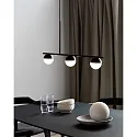 Pendant luminaire CONTINA, 3 flames, G9, IP20, glass opal white, black