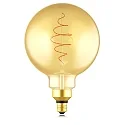 LED Filament light bulb SPIRAL DECO Globe, E27, 8,5W, 2000K, 600lm, glass gold, dimmable