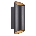 Wandarmatuur voor buitenshuis NICO ROUND 22 up down, cilindrisch GU10 IP54, zwart dimbaar