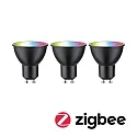 Paulmann WIFI LED Smart gloeilamp RGBW set van 3, ZigBee aanstuurbaar GU10 4,8W 350lm 2200-6500K 38° CRI 80-89 dimbaar