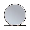 mirror with lighting MIRO Ø 50CM round, with frame, tunable white, with shelf IP44, black matt 