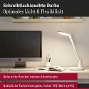 Paulmann desk lamp DARBA adjustable, with brightness sensor, with touch dimmer, white matt dimmable