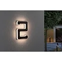 Paulmann solar house number light with accumulator, indirect IP44, black, white matt 