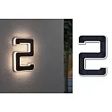 Paulmann solar house number light with accumulator, indirect IP44, black, white matt 