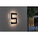 Paulmann solar house number light with accumulator, indirect IP44, black, white matt 