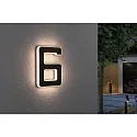 Paulmann solar house number light with accumulator, indirect IP44, black, white matt 