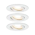 Paulmann Inbouwarmatuur NOVA LED rond, draaibaar, set van 3 GU10 IP65, wit mat dimbaar 3x7W