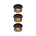 Paulmann Inbouwarmatuur GIL COIN LED rond, stijf, set van 3 IP44, goud, zwart mat dimbaar 470lm 2700K CRI >80