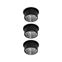 Paulmann Inbouwarmatuur GIL COIN LED rond, stijf, set van 3 IP44, ijzer geborsteld, zwart mat dimbaar 470lm 2700K CRI >80