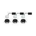 Paulmann Inbouwarmatuur GIL COIN LED rond, stijf, set van 3 IP44, ijzer geborsteld, zwart mat dimbaar 470lm 2700K CRI >80