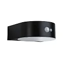 Paulmann Wandlamp op zonne-energie EILEEN PIR rond, met schakelaar, met bewegingsmelder IP44, zwart 