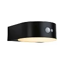 Wandlamp op zonne-energie EILEEN PIR rond, met schakelaar, met bewegingsmelder IP44, zwart 