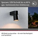 Wandarmatuur voor buitenshuis KIMU schakelbaar, cardanisch draaien, insectenvriendelijk IP44, antraciet 