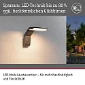Paulmann Wandarmatuur voor buitenshuis ZERENA met sensor, insectenvriendelijk, zeeluchtbestendig IP44, antraciet 